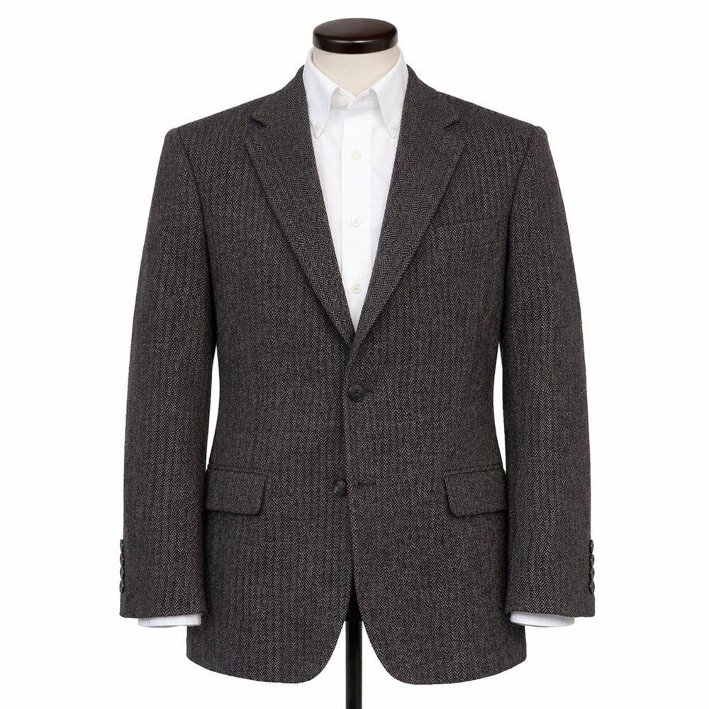 BARRINGTON VTG Old Money Herringbone Wool Sport Coat Blazer 42L
